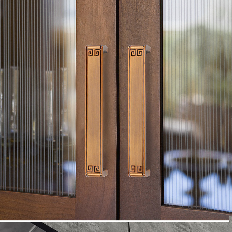 Solid New Chinese Style Bronze Cabinet Door Handle Retro Cabinet Wardrobe Drawer Antique European Simple Furniture Small Handle