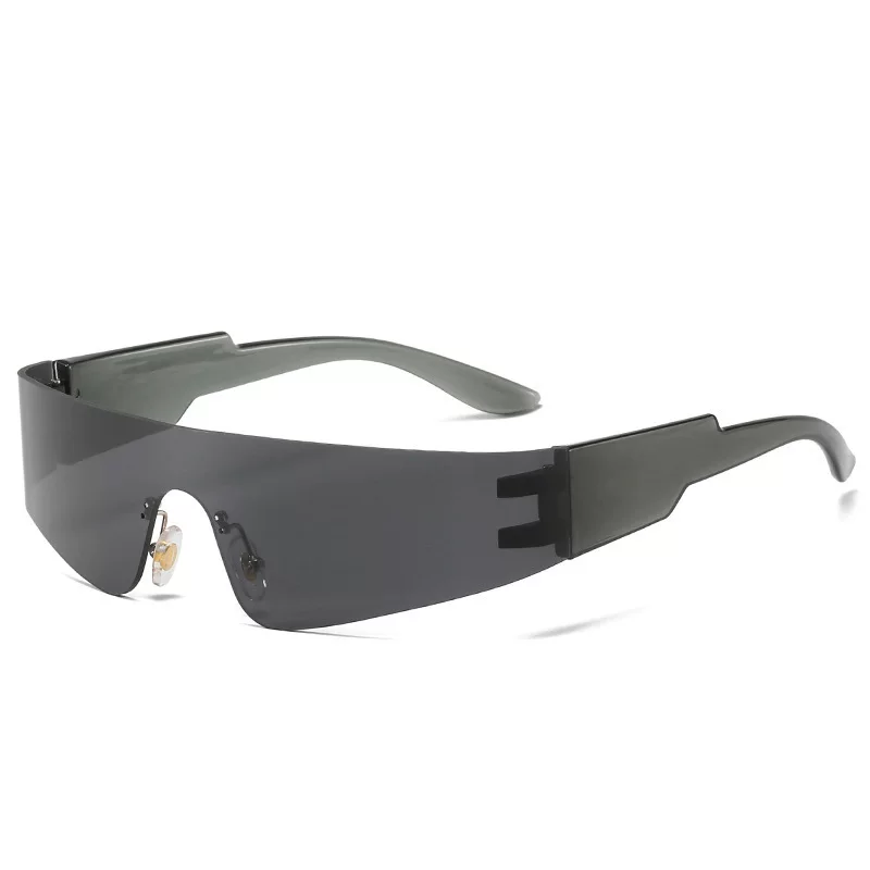 Monolithic Sunglasses Single-Lens, Geometric Punk Style, Solar-Reflective Lenses