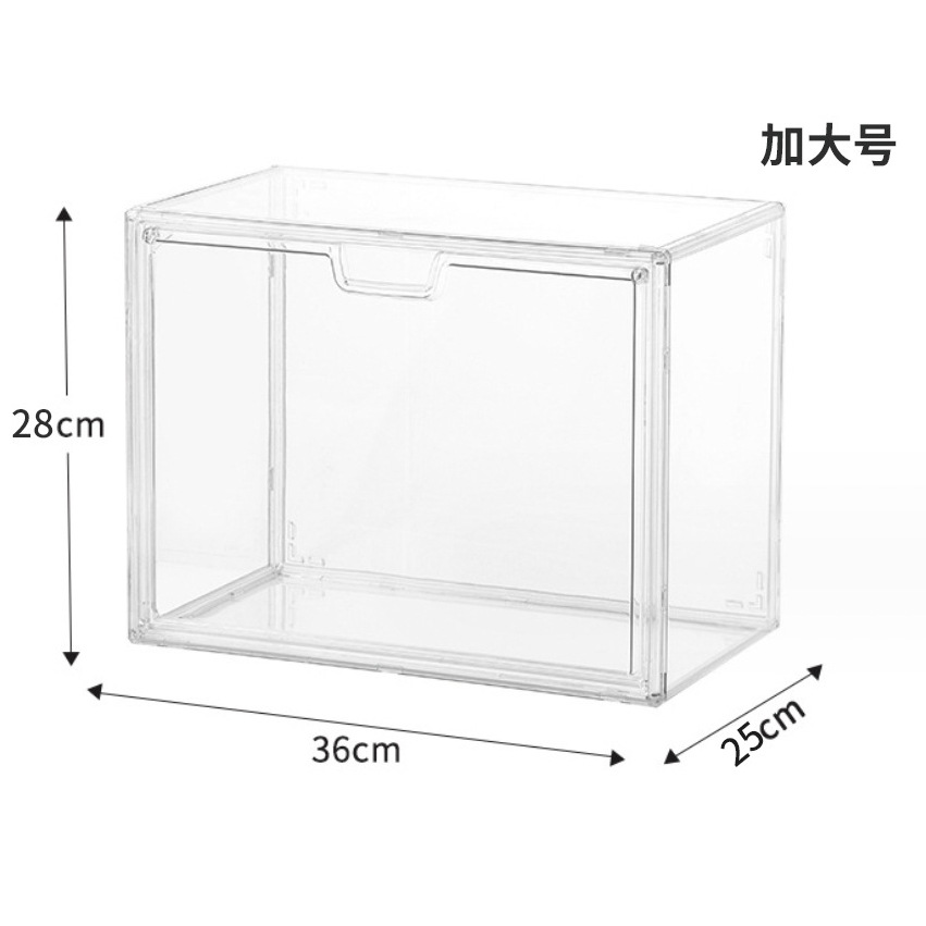 Caja de zapatos transparente de seis lados transparente de 360 ° caja de libros transparente caja de almacenamiento transparente