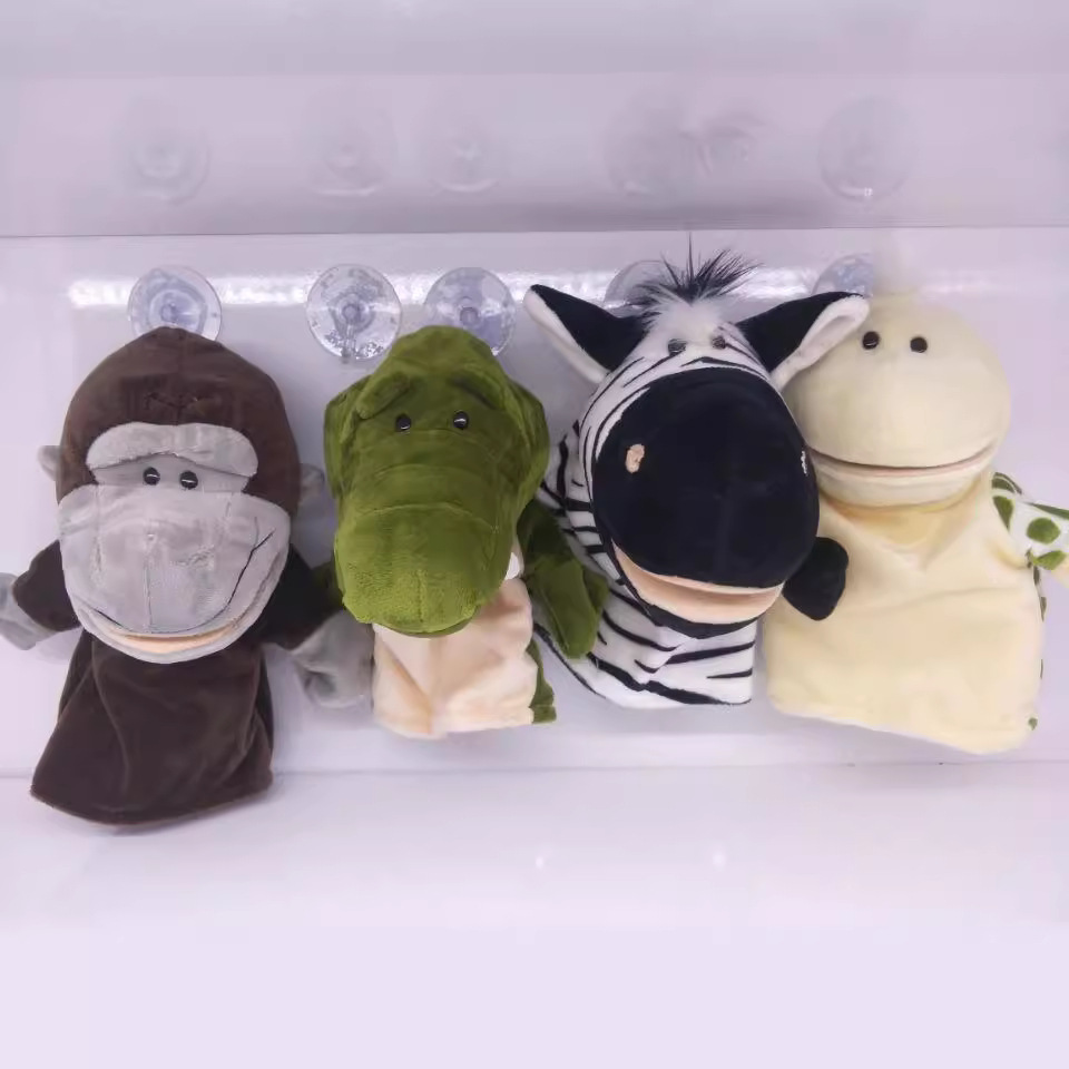 Estación independiente transfronteriza 24cm marioneta de mano de peluche juguete de felpa boca móvil de apertura abdominal palabras padre-hijo guantes de narración de cuentos