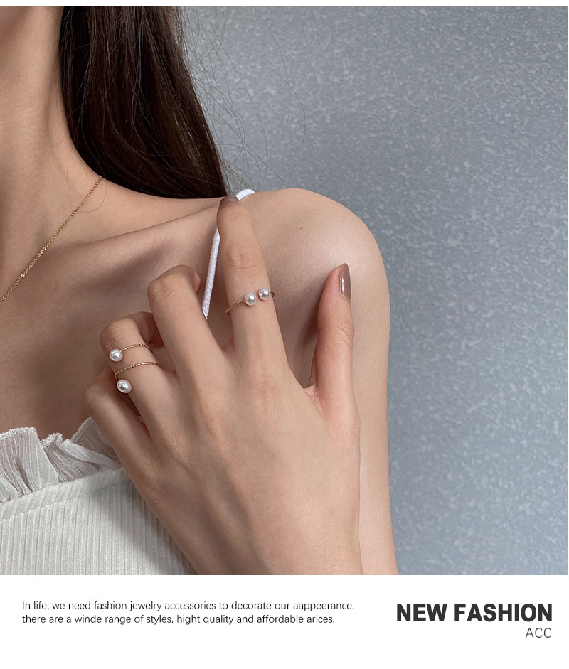 Simple Style Solid Color Copper Plating Inlay Pearl Open Ring 1 Piece