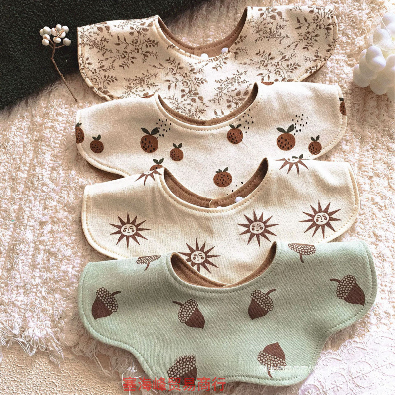 Korean Style Baby Bib Petal Saliva Towel Anti-Vomiting Bib Baby Four-Season Reversible Bib