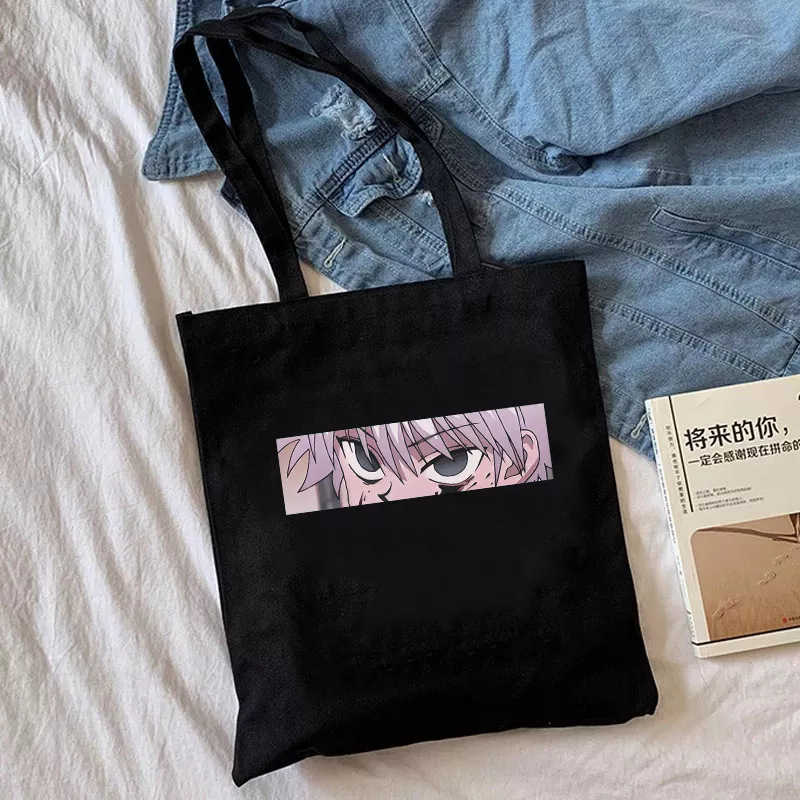 Transfronterizo Hunter X Hunter dibujos animados impreso lienzo bolsa de hombro Harajuku estudiante bolso bolsa de compras