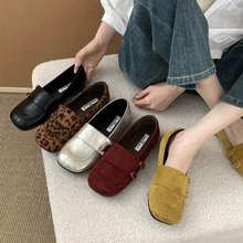 OKLEIBO莱宝25秋季新款方头一脚蹬小皮鞋女英伦风乐福鞋平底单鞋