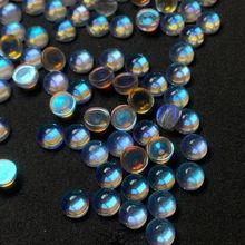 月光石 平底素面AB幻彩圆形 月光玻璃石裸石 戒面 首饰镶嵌配石