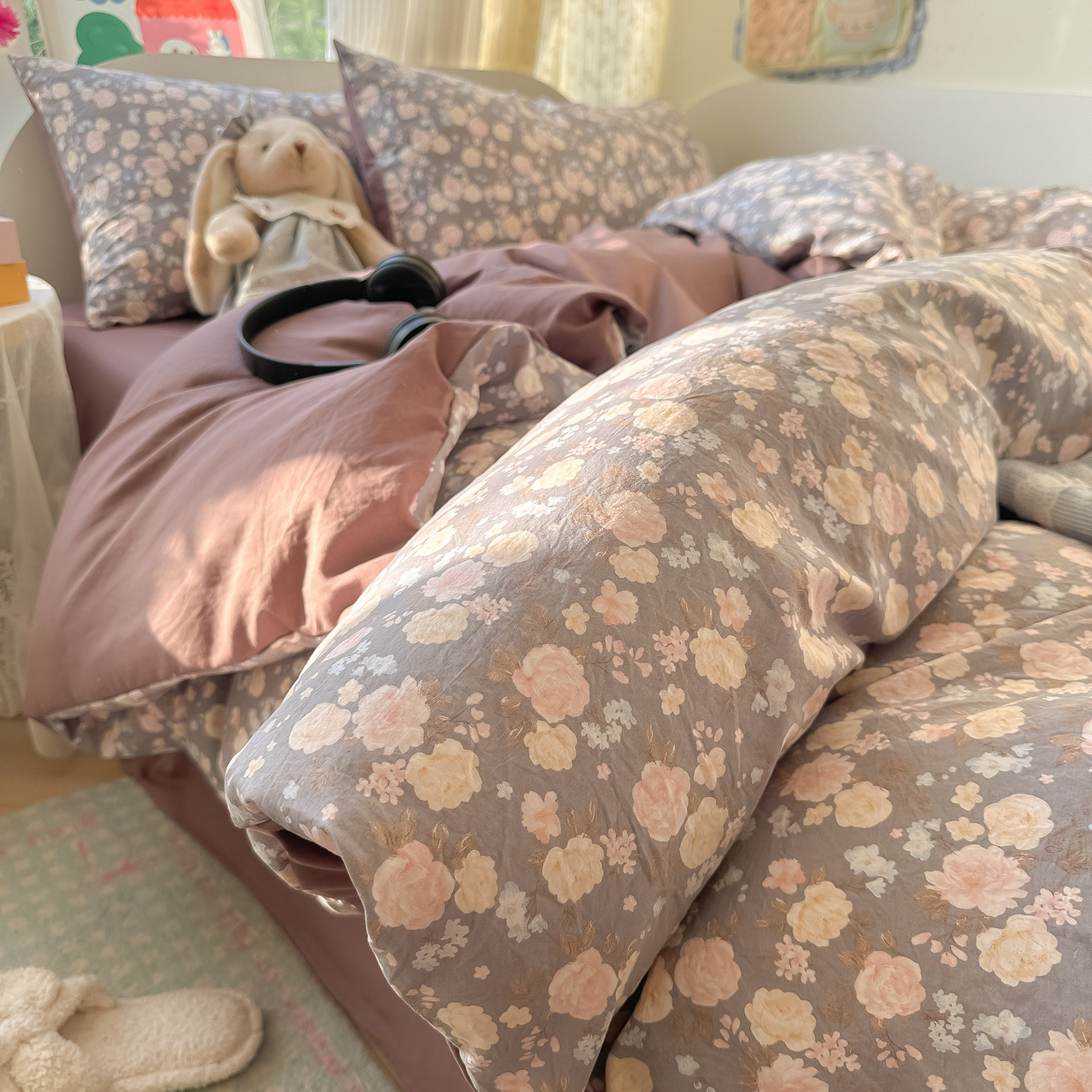 Nuevo algodón coreano de cuatro piezas, sábanas de algodón, cubierta de cama, dormitorio de estudiantes, ropa de cama de tres piezas