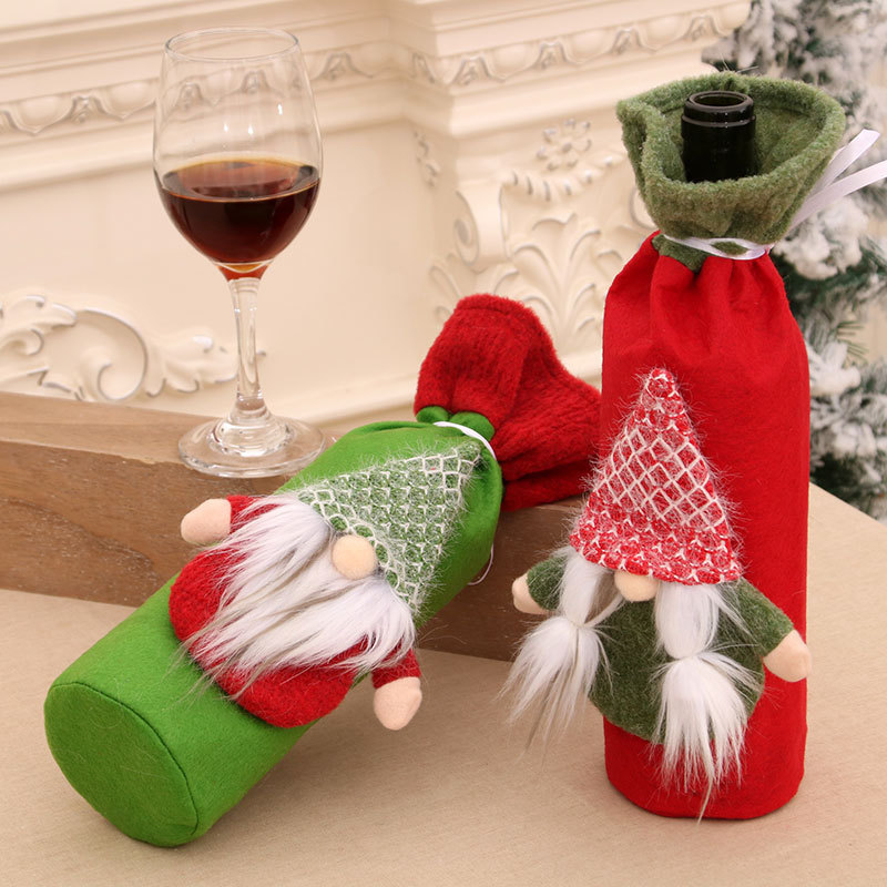 Transfronterizo nueva cubierta de vino de Navidad cubierta de la botella de vino suministros de decoración de mesa en casa bosque profundo Santa Claus