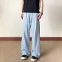 男款松紧腰松弛条纹裤子