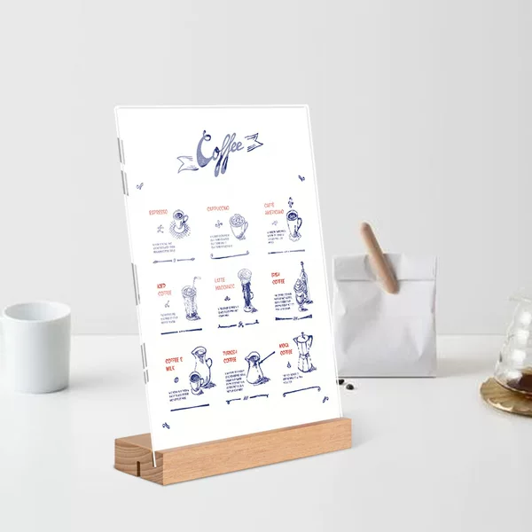 [Cross-border Exclusive] A4 Card Solid Wood Desk Sign Table Display Acrylic Catering Billboard Menu Price List