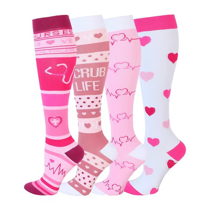 Calcetines de compresión transfronterizos Calcetines de pantorrilla Calcetines elásticos Deportes Ciclismo Correr Calcetines de yoga Calcetines de compresión de tubo largo para hombre Spot para mujer