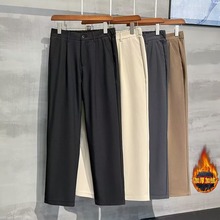 2025新款加绒小西裤男士潮牌商务坠感松紧腰高级感休闲裤西装长裤