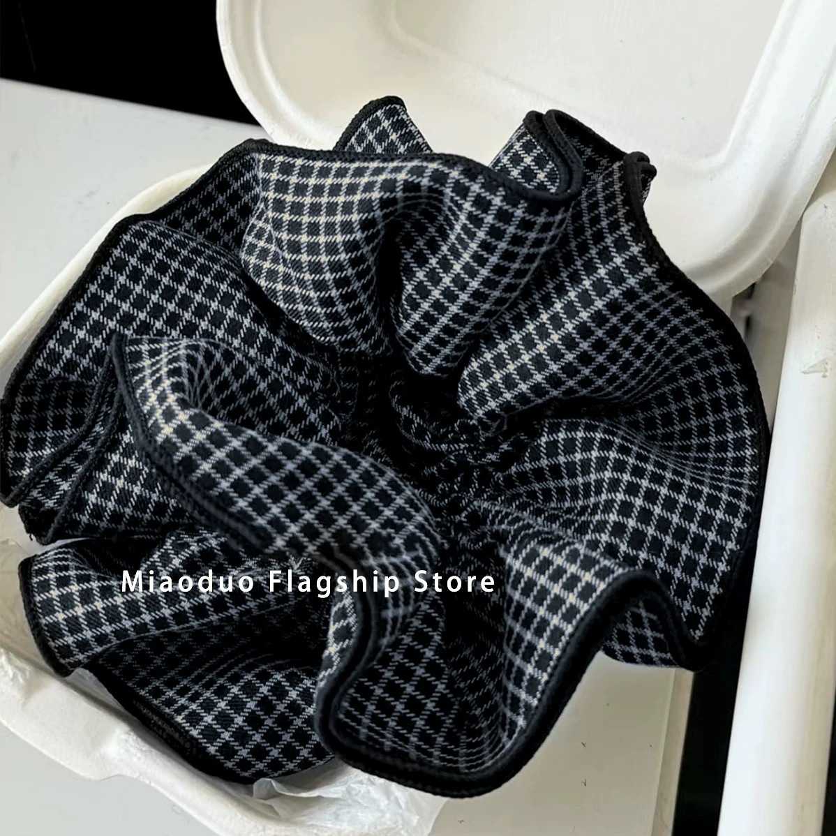 Korean Celebrity Style Korean Plaid Scrunchie Low Ponytail Hair Tie Bun Hair Band Hair Rope Headband