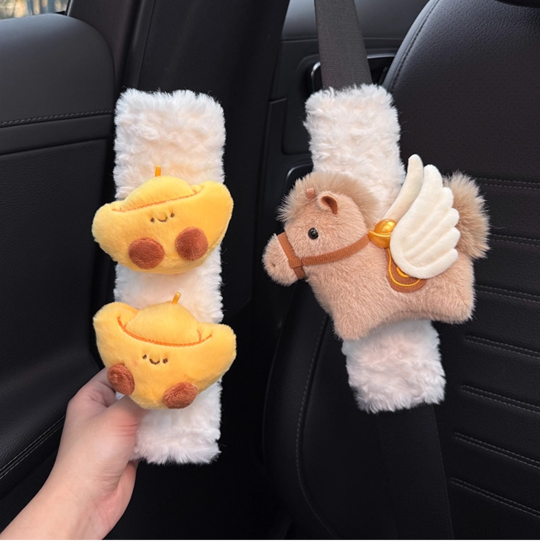 Get Rich Quickly Car Seatbelt Shoulder Pads Decorative Anti-Wear Clothing Cute High-End Feel Creative for Women a Pair for Couples