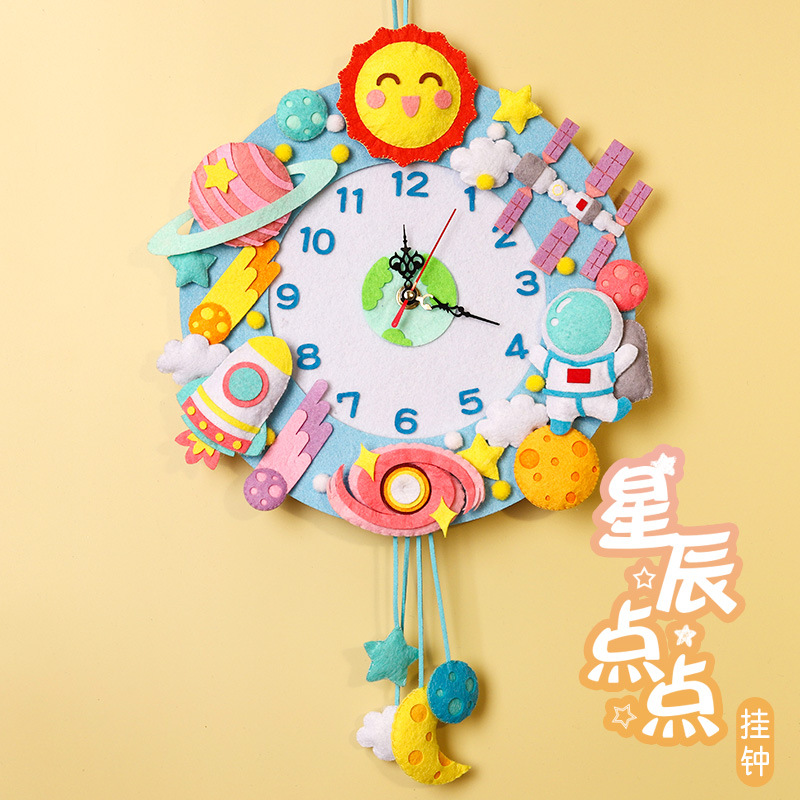 Reloj de pared animal de dibujos animados de bricolaje Reloj de pared de bosque divertido matar el tiempo regalo adornos hechos a mano paquete de material no tejido