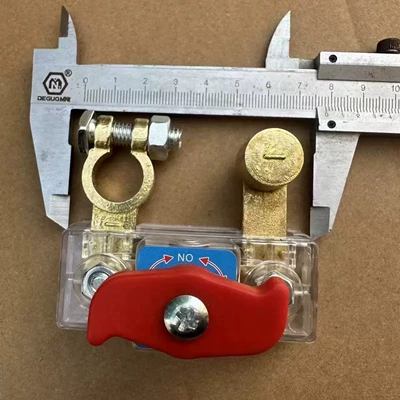 Transparent Car Battery Power-Off Switch: Car on the line of fire - willow-leaf-red-handle-transparent-shell-pure-copper