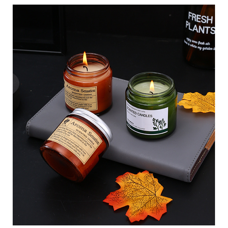 JISHE批发国风绿瓶香薰蜡烛家用室内摆件礼物植物精油香氛玻璃瓶详情15