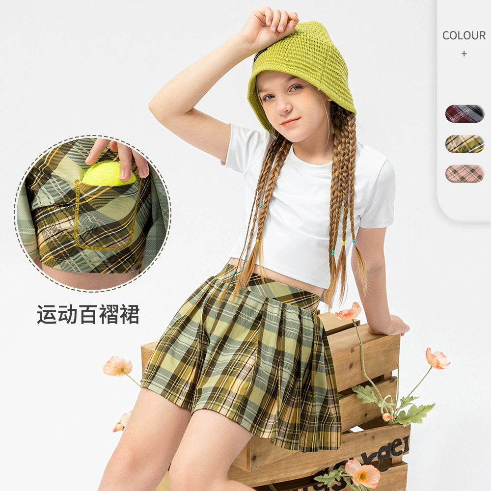 Спортивная теннисная юбка для девочек на подкладке, плиссированная юбка, Детская поддельная юбка для обучения танцам из двух частей 23409