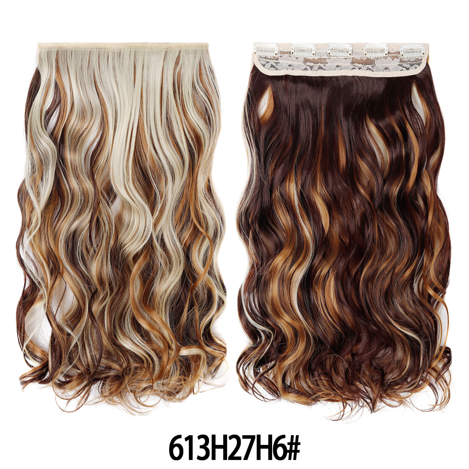 Extensión de Cabello de 5 Clips de 18 Pulgadas de Fibra de Alta Temperatura Rizado para Señoras