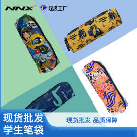 跨境卡通手提涤纶笔袋简约大容量收纳文具袋创意小学生开学铅笔袋