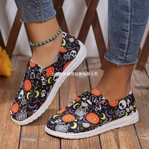 European and American Christmas Women's Shoes Independent Station Code 43 Lazy Shoes Women Doodle Plus Size Wholesale Plus Size
