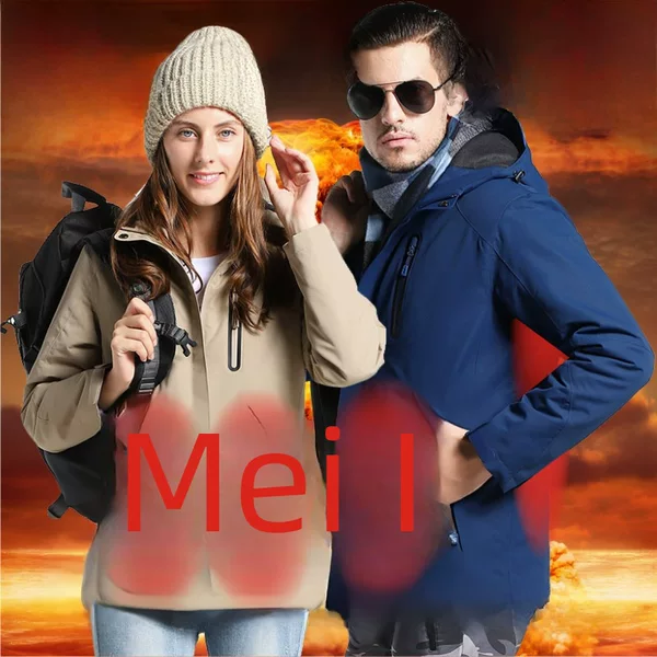 Cross-border intelligent heating clothing charge clothing New Fashion couple cotton-padded clothing men's waterproof clothing windproof warm mountaineering clothing