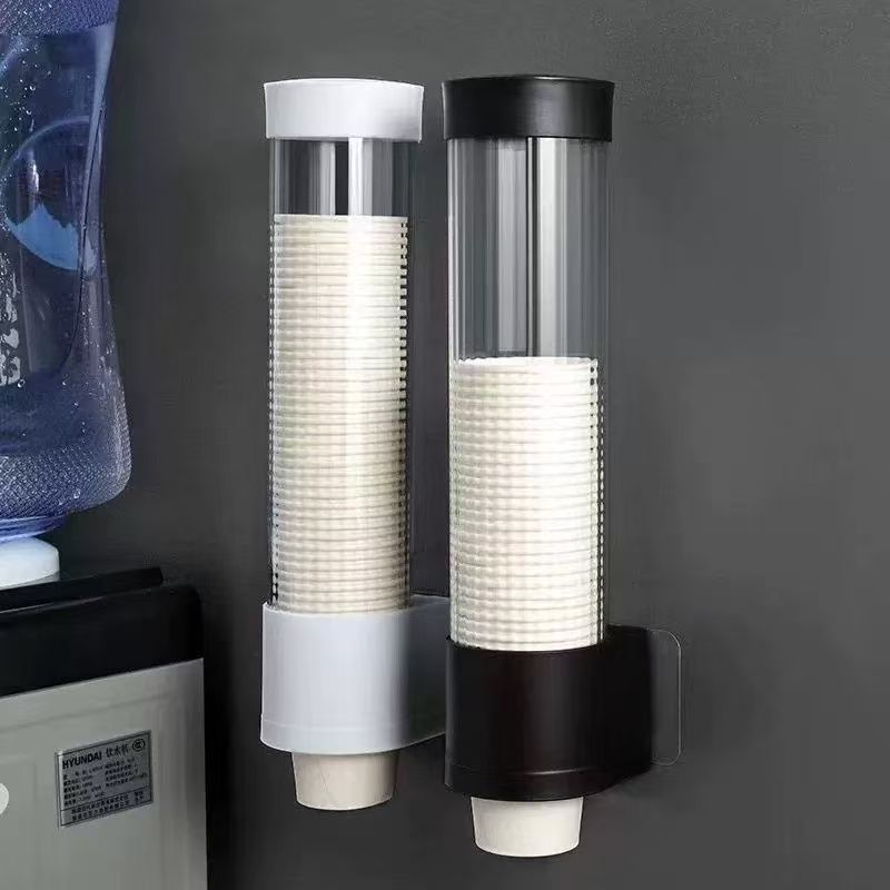 Disposable cup dispenser, commercial wall-mounted paper cup holder, household water dispenser plastic cup storage rack, no drilling required