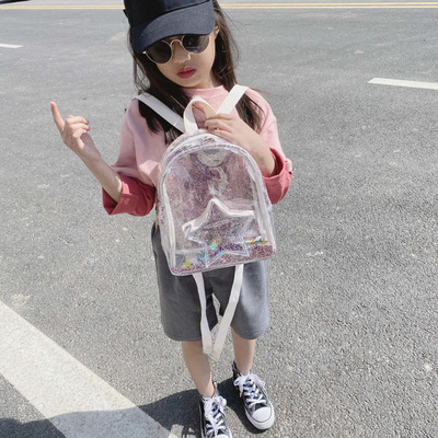 韩版儿童包包2021新款背包女桶时尚公主小书包迷你透明旅行双肩包|ms