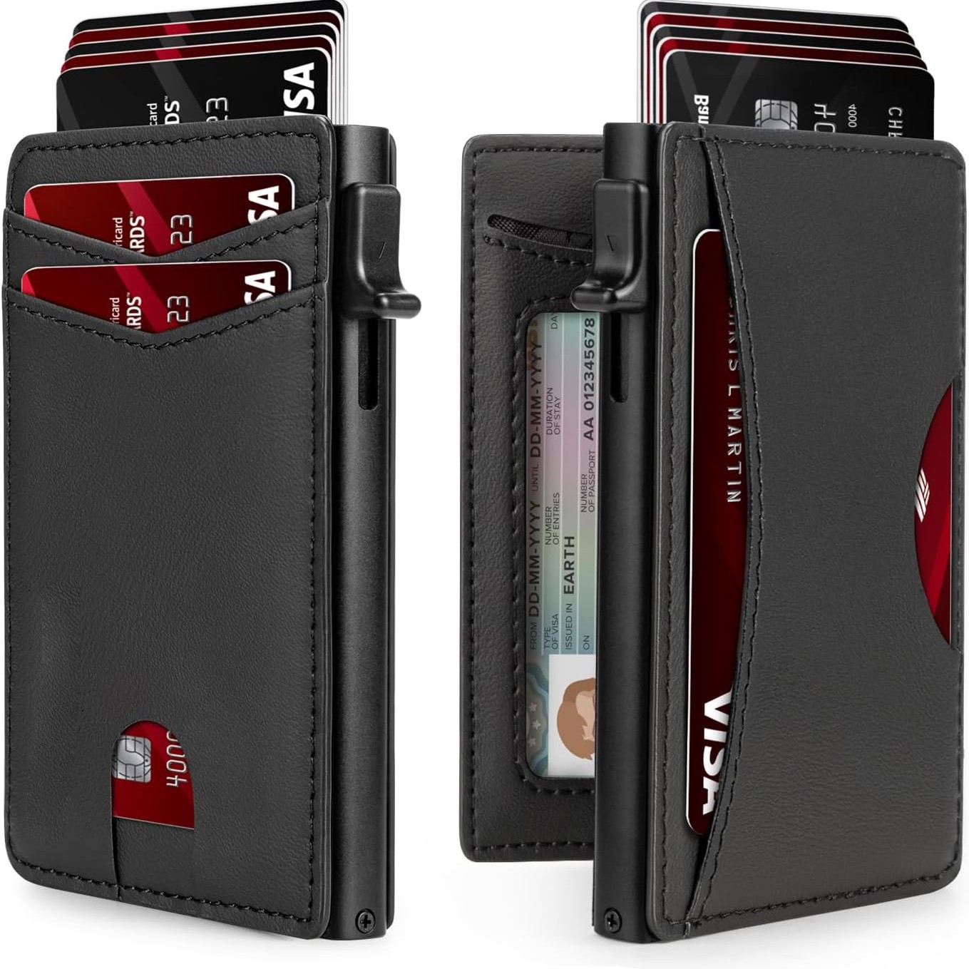 Transfronterizo en el extranjero empuje lateral doble doble tarjeta multi-tarjeta RFID anti-robo de gran capacidad tarjeta portacartera corta de negocios para hombres