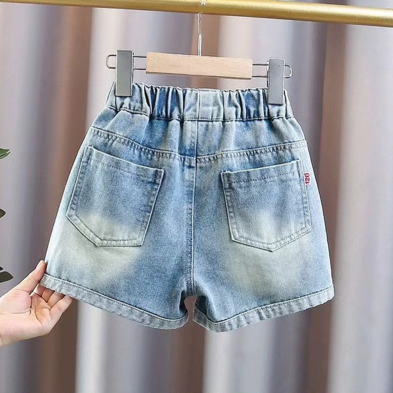 2026 nuevos pantalones cortos para niños de verano, niñas, niños, pantalones cortos jeans de moda, pantalones sueltos y delgados image 2