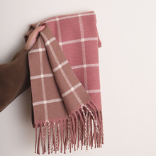 围巾女秋冬季围巾学生日系厚潮ins韩版百搭双面线条可爱少女围脖