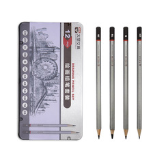 Dasheng sketch drawing pencil iron box 12 pieces 2H-8B professional art sketch pen drawing pen stationery wholesale