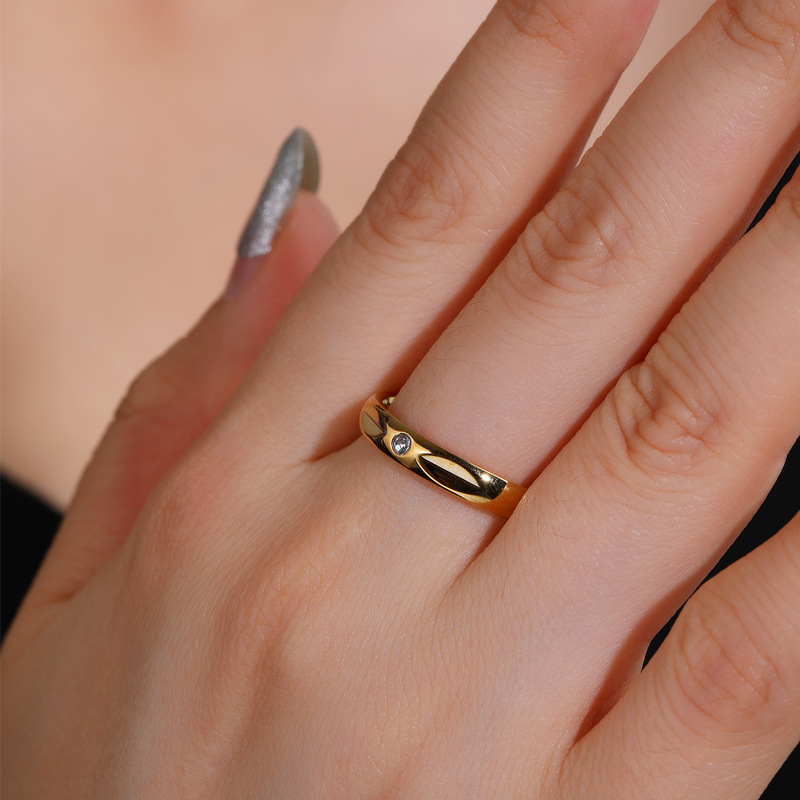 Street Occasion Titanium Steel Material Simple Style Round Titanium Steel Rings In Bulk