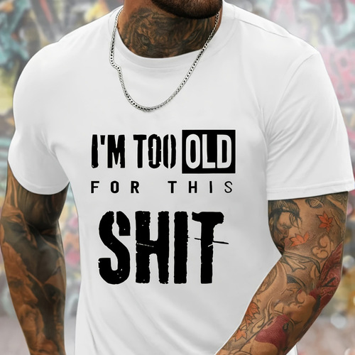 2025 European and American 3D Digital Print Letter-Printed Three-Quarter Sleeve Men's Casual Breathable & Comfortable T-Shirt