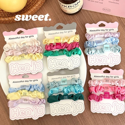 Colorful combination small intestine hair tie simple and elegant sense matchable head accessory cute girl elastic ponytail hair tie accessory