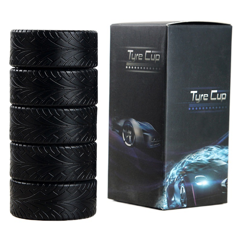 Fabricante al por mayor de vasos creativos para neumáticos de coche con revestimiento de acero inoxidable 304, material de calidad alimentaria, se puede imprimir con publicidad