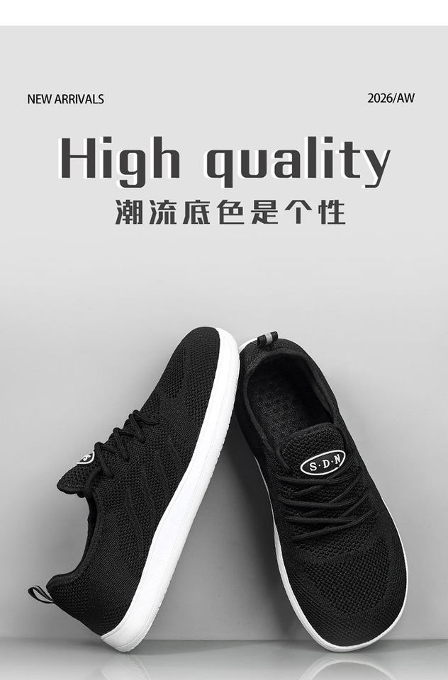 Giày thể thao nam cỡ lớn mũi rộng thoáng khí dệt kim co giãn, giày đi bộ nhẹ đế thấp — màu kaki, màu xám, đen chi tiết 5