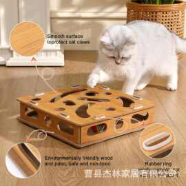 木质猫咪玩具宠物解闷逗猫棒铃铛迷宫盒玩具益智互动自嗨宠物玩具