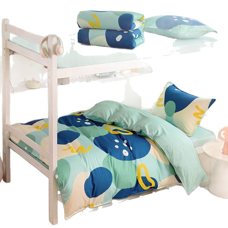 Silla de cama de cama de dormitorio de estudiantes de algodón de tres piezas 90x190 funda de edredón de algodón funda de edredón sábana dormitorio de cama individual