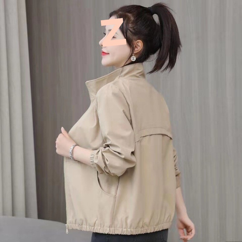 外套女2025春秋新款韩版宽松百搭立领工装夹克妈妈装潮工厂直销热|undefined