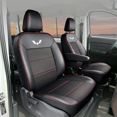 covers for new energy cargo and | Modelə uyğun (Original) oturacaq örtükləri - full-leather-black-with-red-stitching-front-row-2-seats