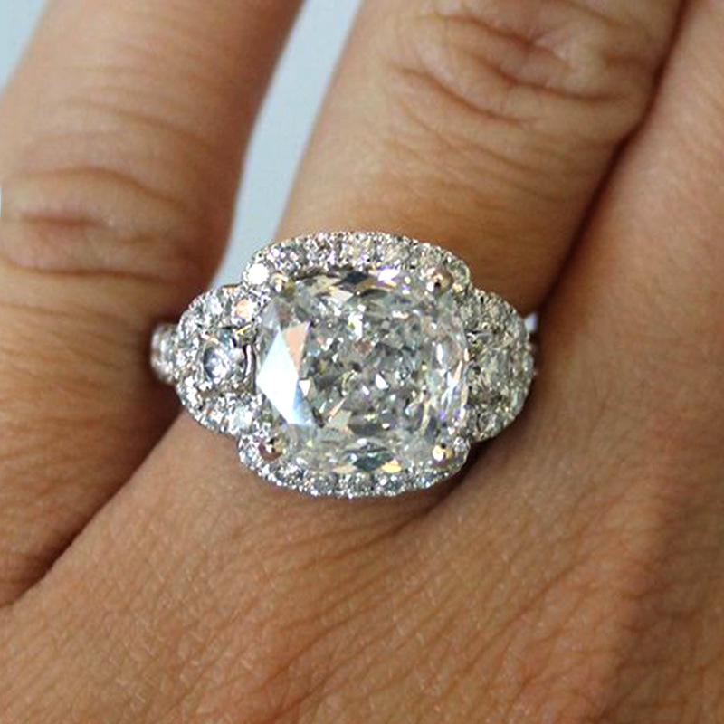 new geometric large zircon ring female fashion full diamond copper ringpicture5