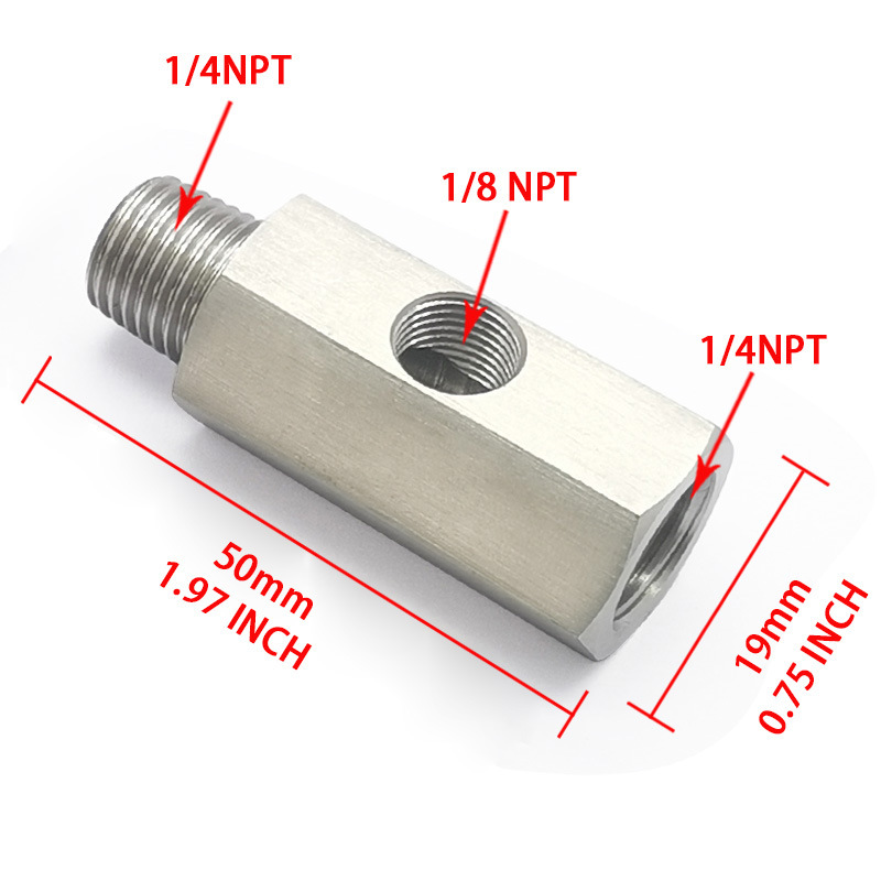 Fabricante de automóviles M14 M12 M10 1/4NPT a 1/8NPT orificio lateral adaptador de presión de combustible conector T