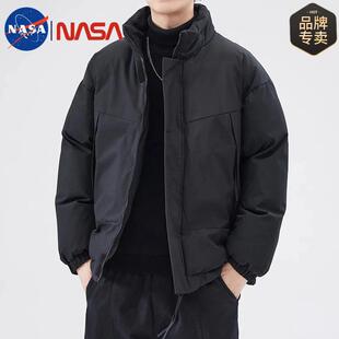 NASA Joint American Style Simple Men's Vertical Collar Cotton Jacket Winter Trendy Brand Loose Thickened Warm Cotton-padded Jacket