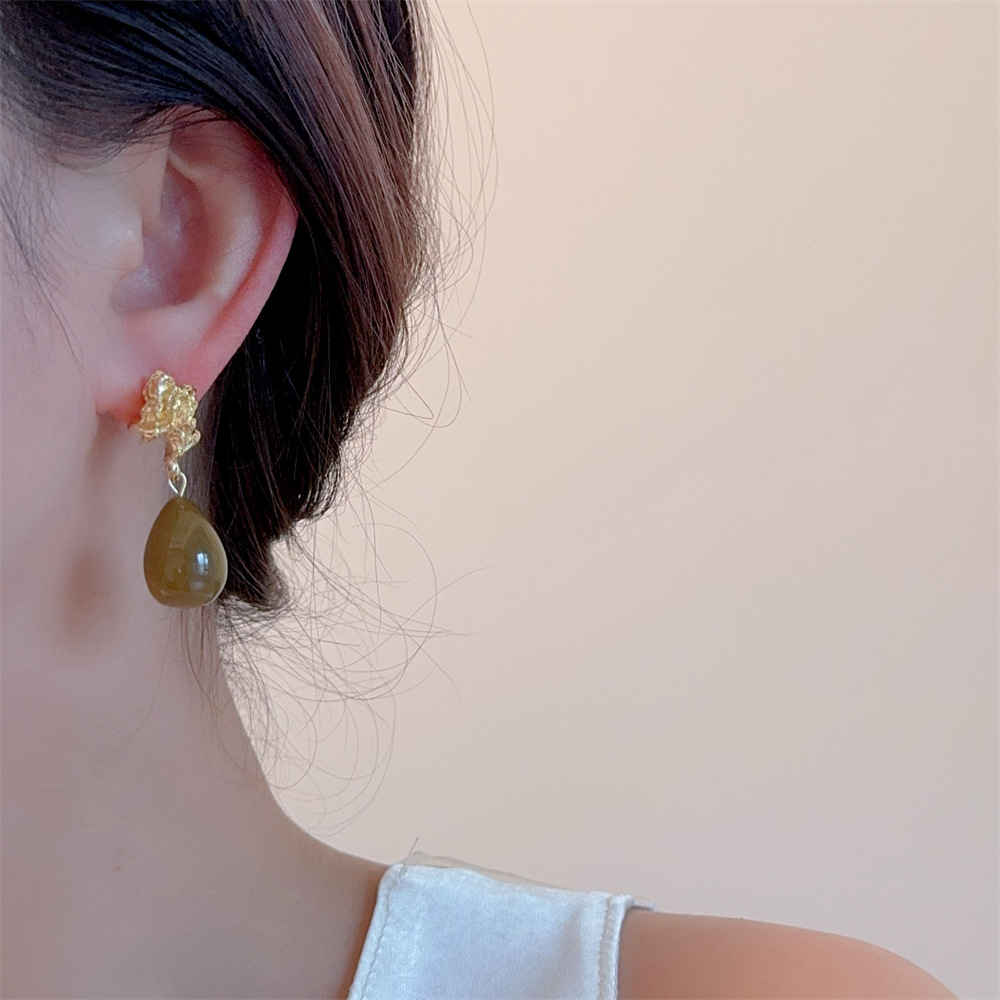 1 Pair Quantity 1 Pair Simple Style Water Droplets Plating Acrylic Resin Drop Earrings