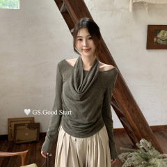 GS.GOOD START-2025秋季时髦百搭通勤假两件叠穿长袖小衫女G6322R