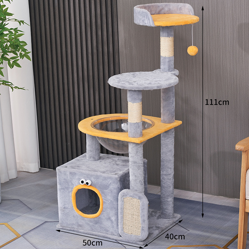 Estante de escalada para gatos de franela de dibujos animados personalizado al por mayor Apartamento para gatos Juguetes para gatos y columna de agarre de cuerda de sisal Estante de escalada para gatos Douyin de dibujos animados