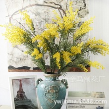 黄色毛绒花金合欢仿真花 现货供应 高 档花材 家居装饰植毛王英花