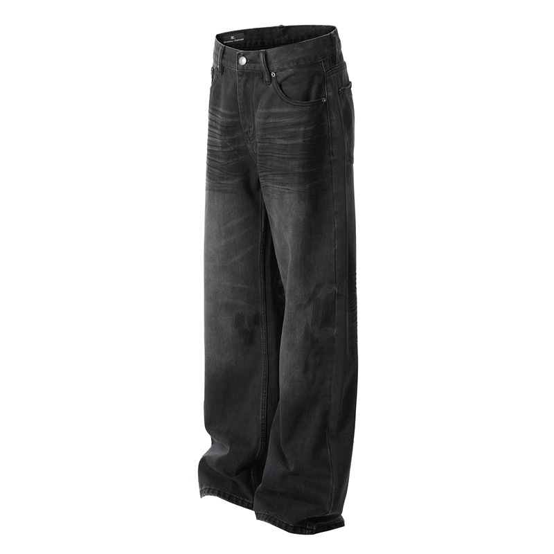 DC FX068 American Retro Men's Jeans Cat Whare Washed Old Retro Loose All-match Straight Pants