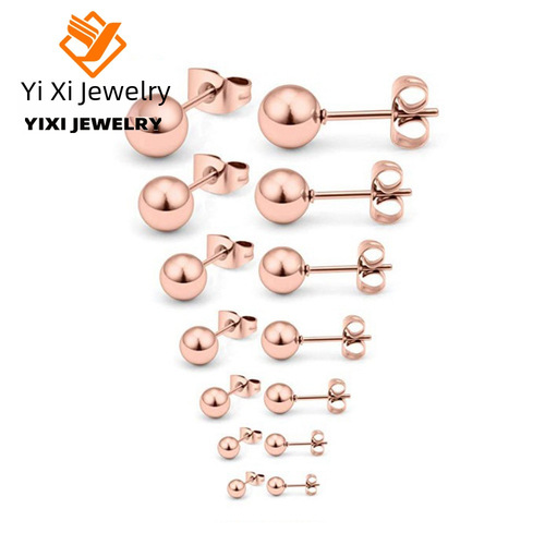 Japanese and Korean Simple and Fashion Titanium Steel Dumbbells 0.8mm Slim Rod Women's Small Ear Stud Ear Bone Stud Gold Bean Mini Anti-Clogging Ear Rod