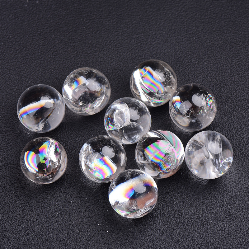 Natural white crystal ball Flower Rainbow crystal ball original stone polished pendant spot wholesale